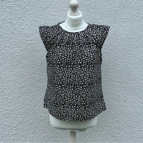 PEACOCKS Black Floral Blouse Size 12 - Picture 1 of 12